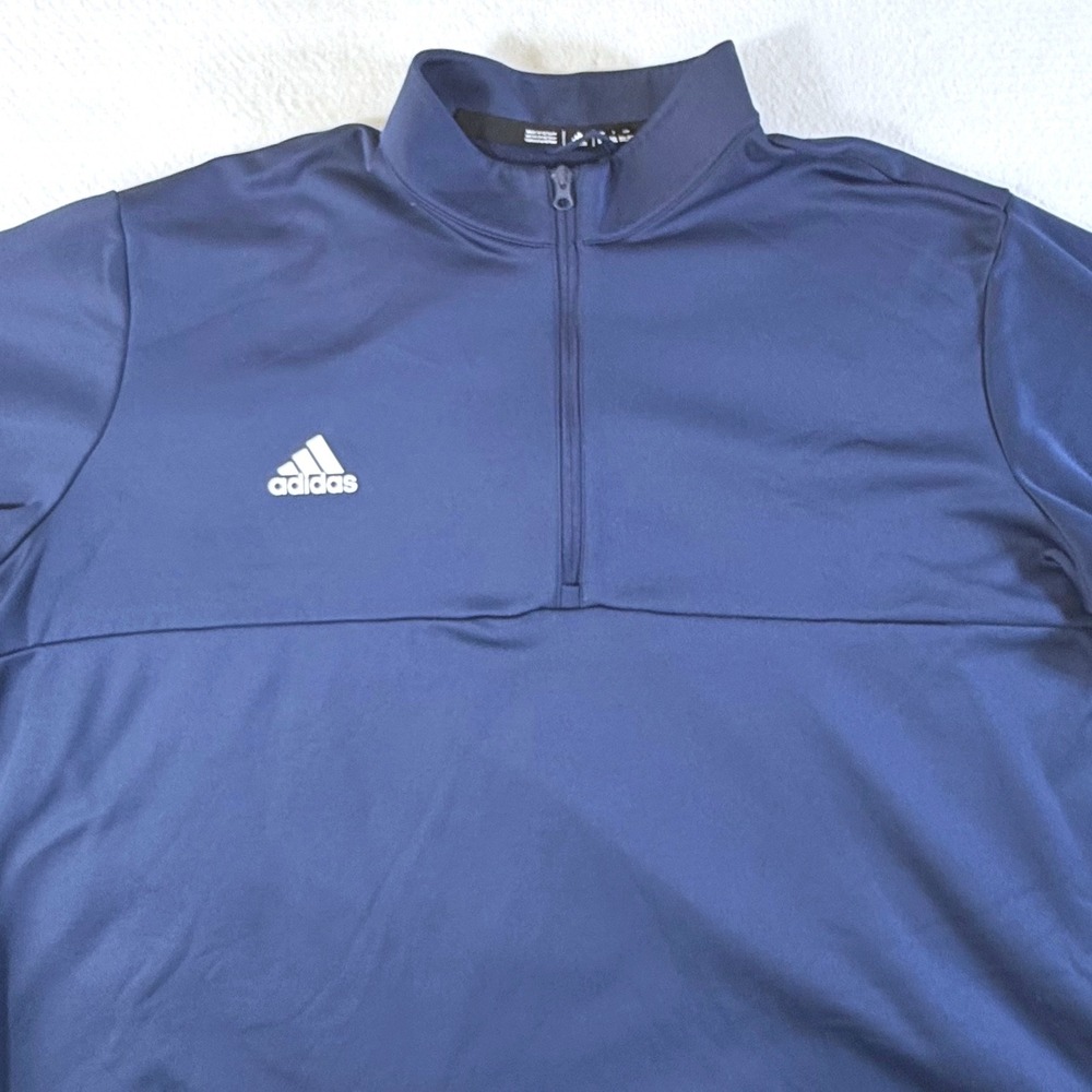 Adidas 1/4Zip Pullover Mens 5XL Fleece Lined Training Top Navy Blue